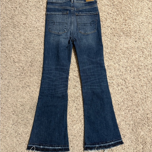American Eagle Outfitters Distressed Highest Rise Flare Blue Jeans - Picture 2 of 7